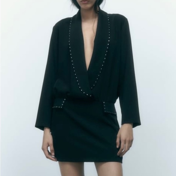 NWT ZARA SHINY BLAZER DRESS XS … - Picture 1 of 16
